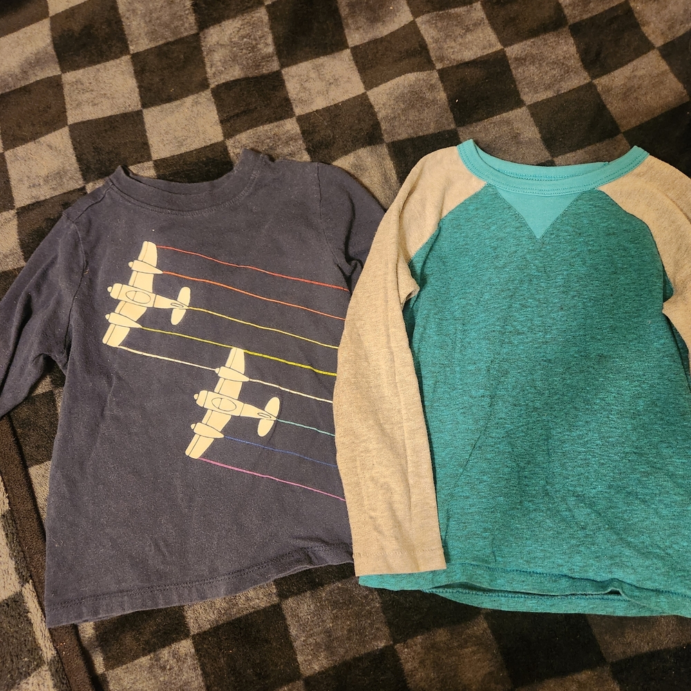 Old Navy Airplane Graphic Long Sleeve Shirts - Navy and Teal